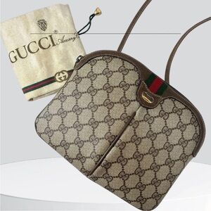 Gucci Beige and Brown Monogram Shoulder Bag
